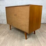 Vintage Scandinavian teak buffet with full doors, 60s