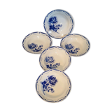 Series of 5 hollow plates in earthenware KG Lunéville decorations RMC