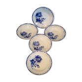 Series of 5 hollow plates in earthenware KG Lunéville decorations RMC