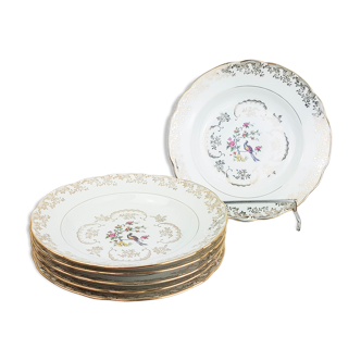 Lot of 6 hollow plates golden white making FD Chauvigny Limoges