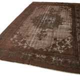 Hand-Knotted Hi-Low Pile Oriental 1980s 204 cm x 335 cm Brown Carpet