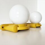 Pair of Tissot wall lights in wood and opaline globe, 1960