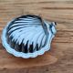 Silver-plated metal and blue glass butter dish