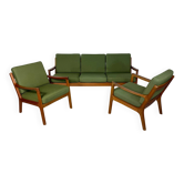 1960s Senator 3-seater teak sofa & pair of armchairs lounge set by Ole Wanscher for France & Søn