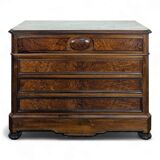 Elm burl and rosewood secretary chest of drawers