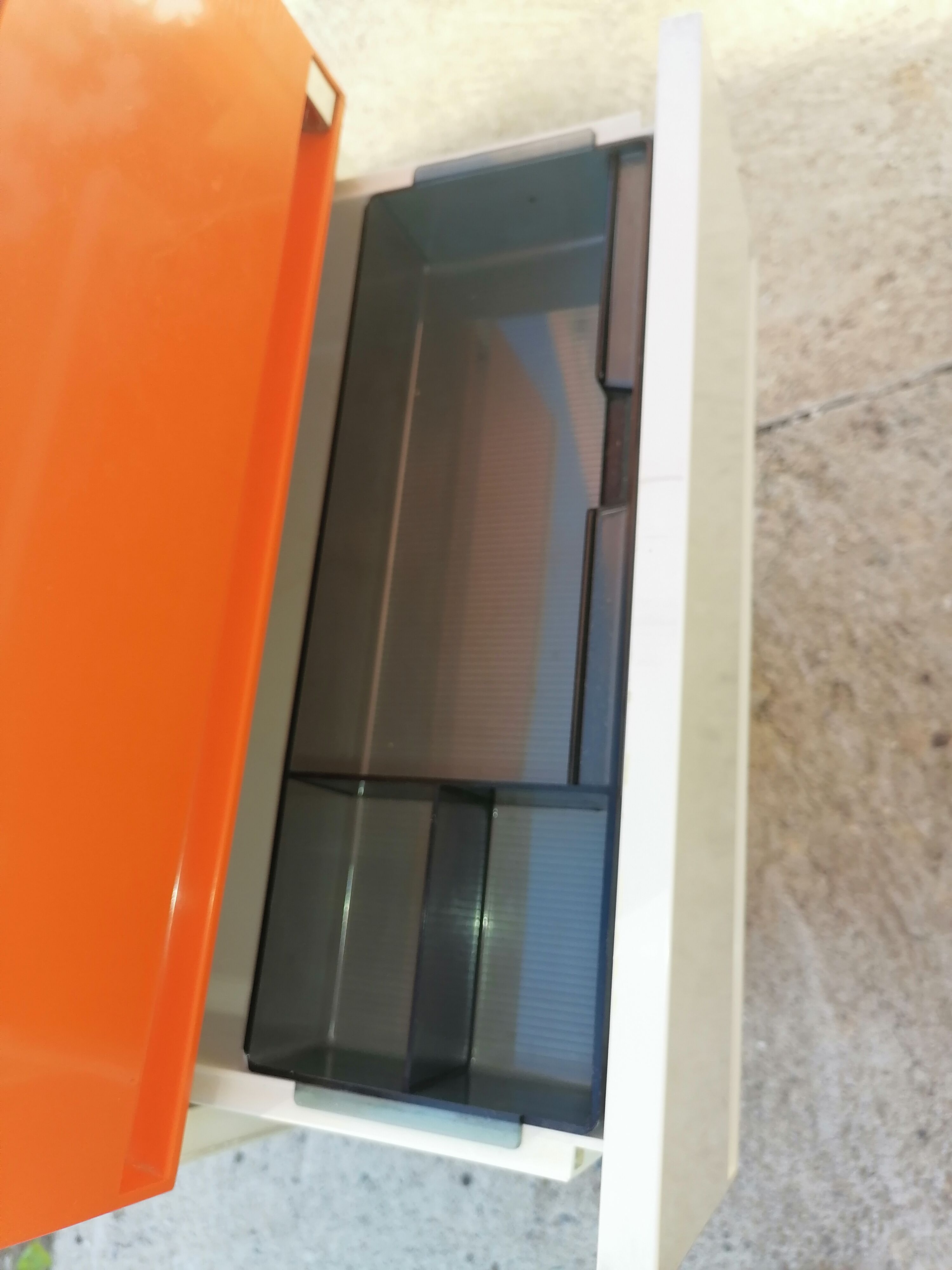 Allibert small vanity cabinet bathroom orange 1970