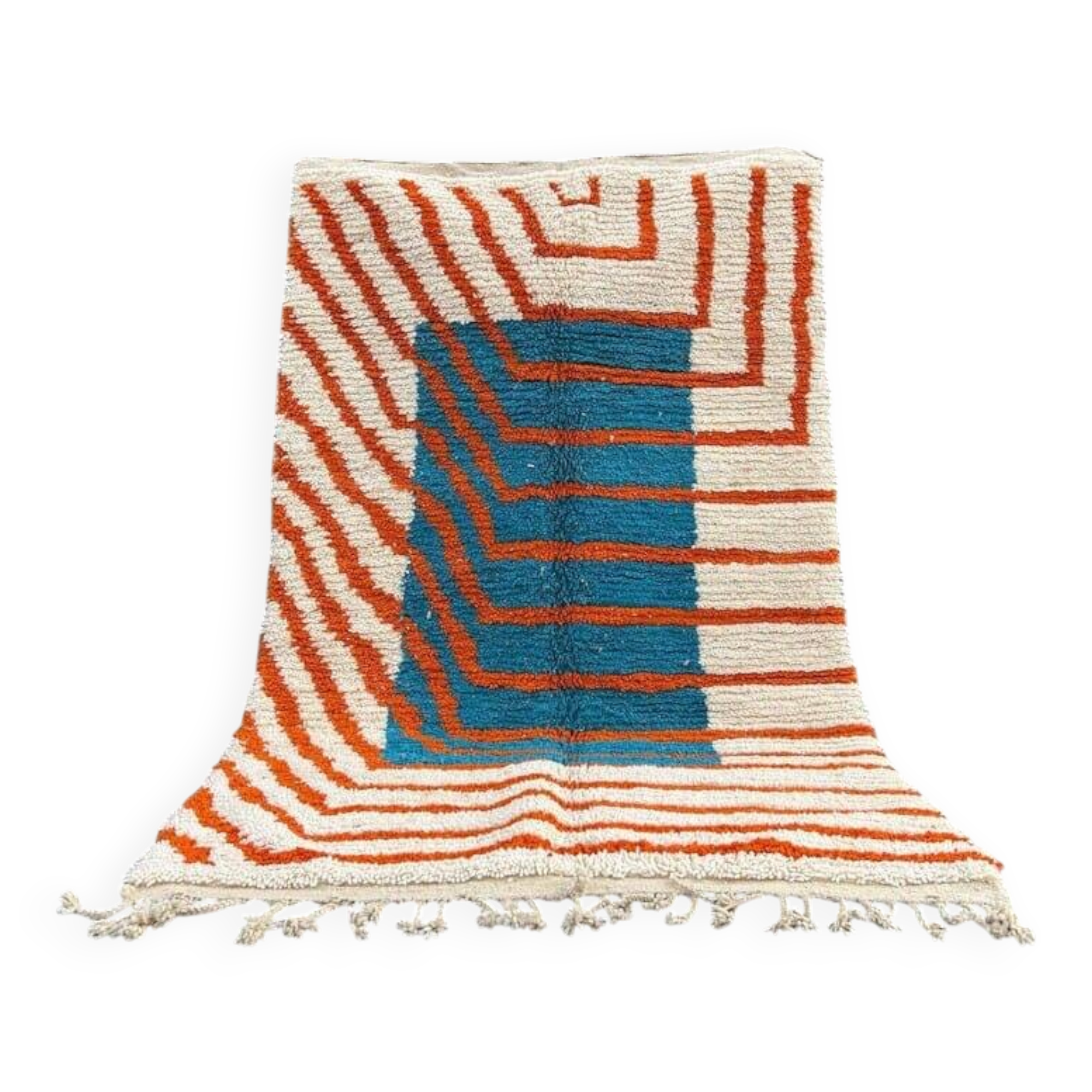 Beni Ourain Berber rug with colourful patterns, size 150 x 250 cm.