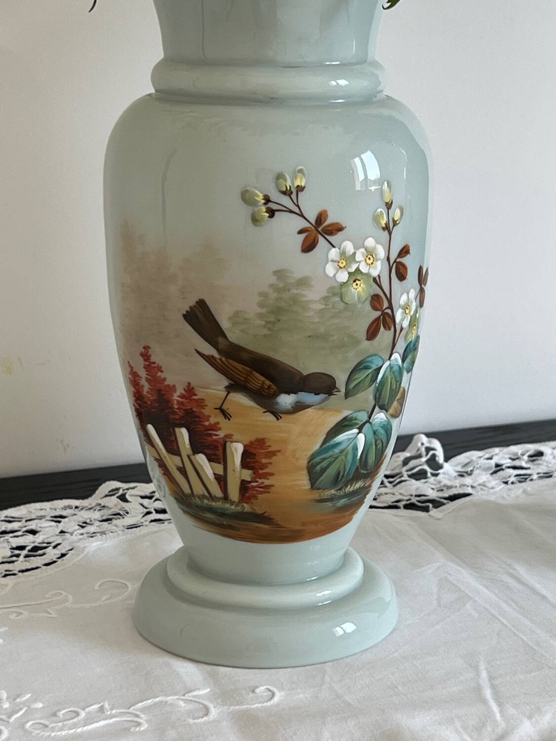 Pair of 19th century opaline glass vases signed