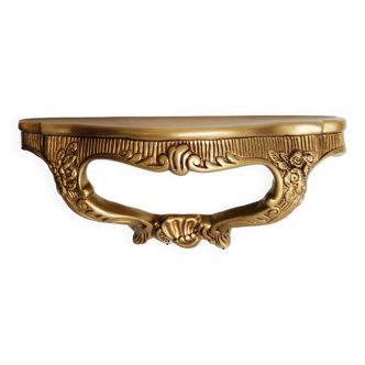 Console dorée, vintage français, étagère entrée, tablette