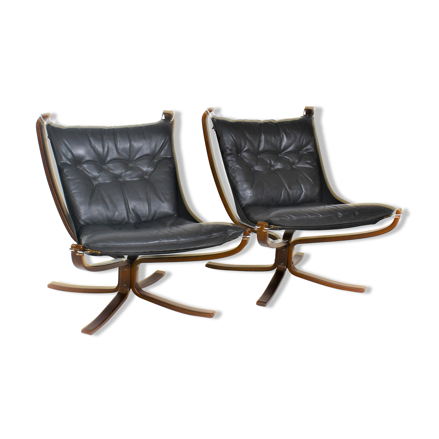 Pair of vintage falcon armchairs by sigurd scandinavian ressel 1970