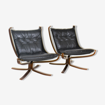 Pair of vintage falcon armchairs by sigurd scandinavian ressel 1970