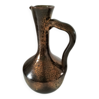 Glazed stoneware pitcher in coppery brown – Potter's work, France, 1970s