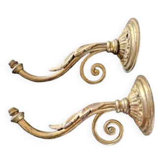 Pair of wall lights - Swan neck - In gilded bronze