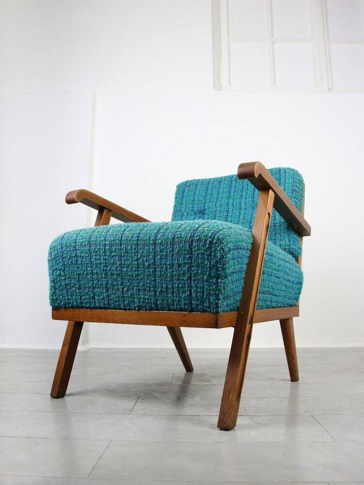 Fauteuil danois bleu des années 50