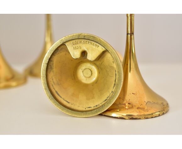 Set of five Freddie Andersen clear drops oil lamps brass candleholder  denmark | Selency