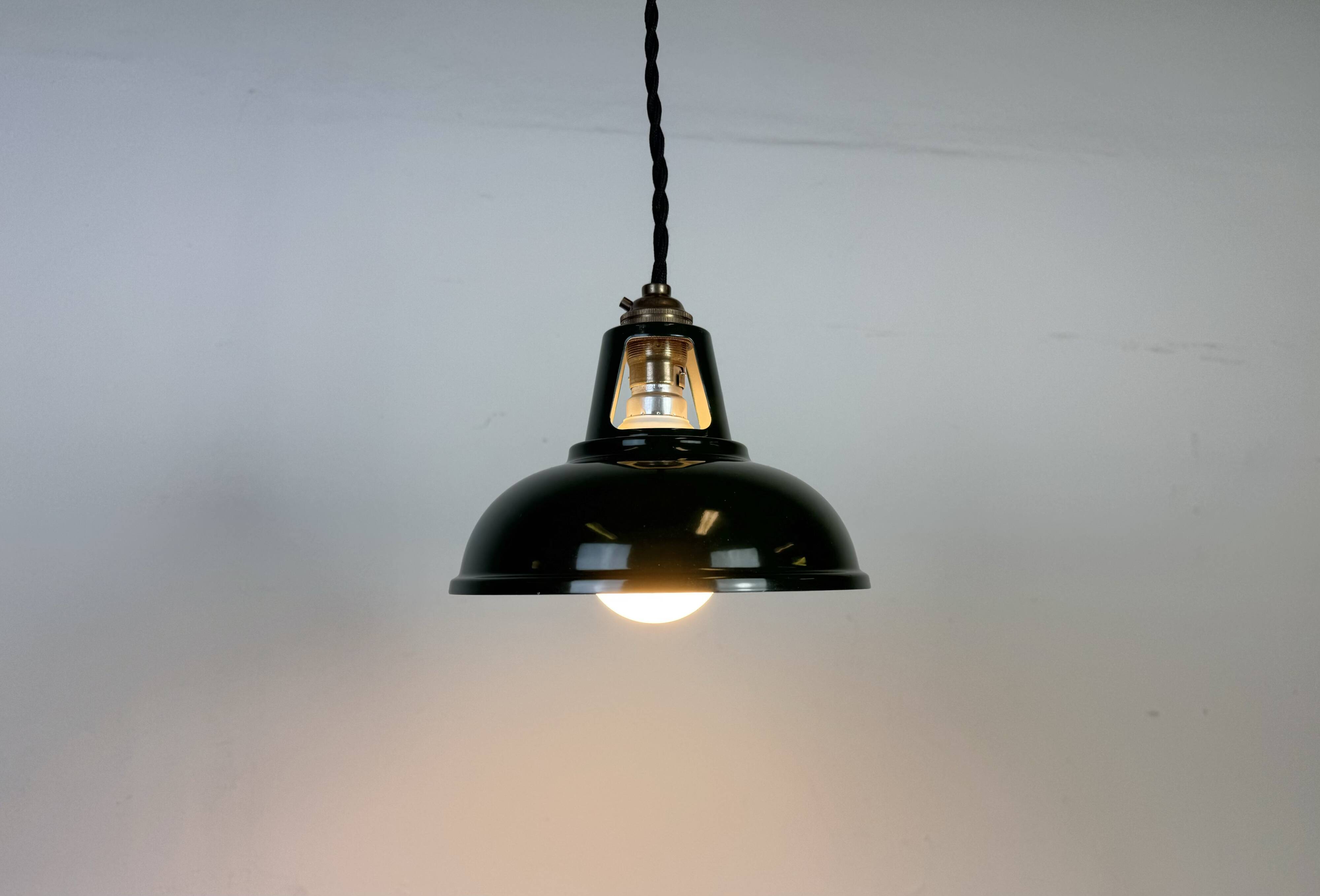 Vintage Industrial Green Painted Ceiling Lamp, 2000s