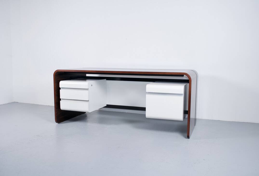 ROSEWOOD DESK MICHEL BOYER TFM EDITION 1970s ROTHSCHILD BANK