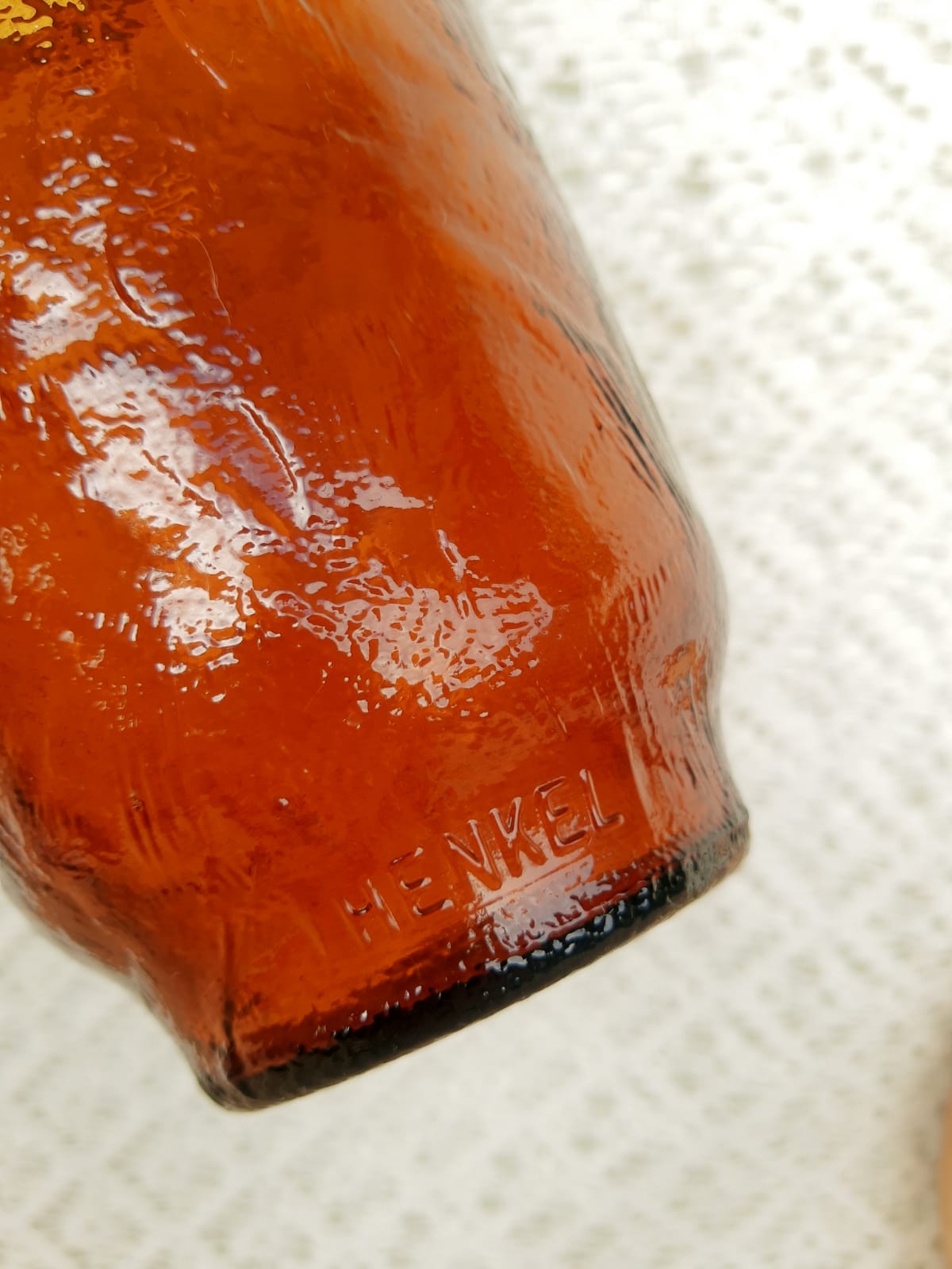 Henkel advertising vase in amber glass years 70 vintage