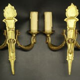 Paire d'appliques aux flambeaux et cygnes, style Empire