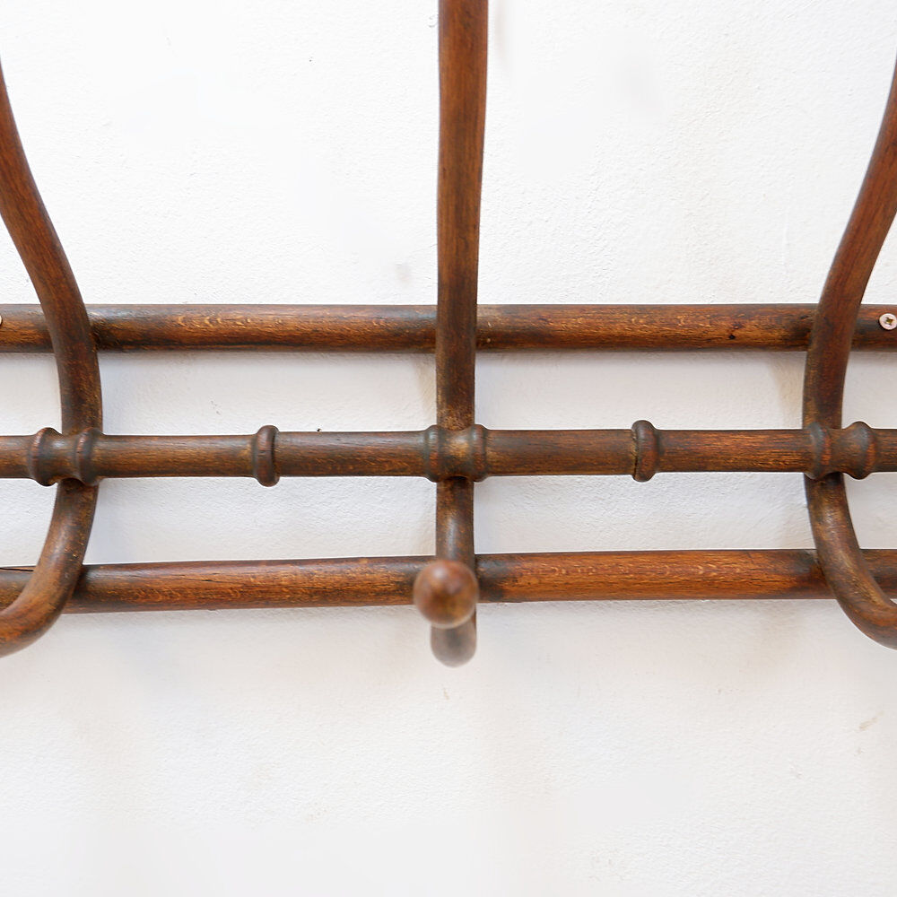 Curved wooden wall coat rack - Early 20th century