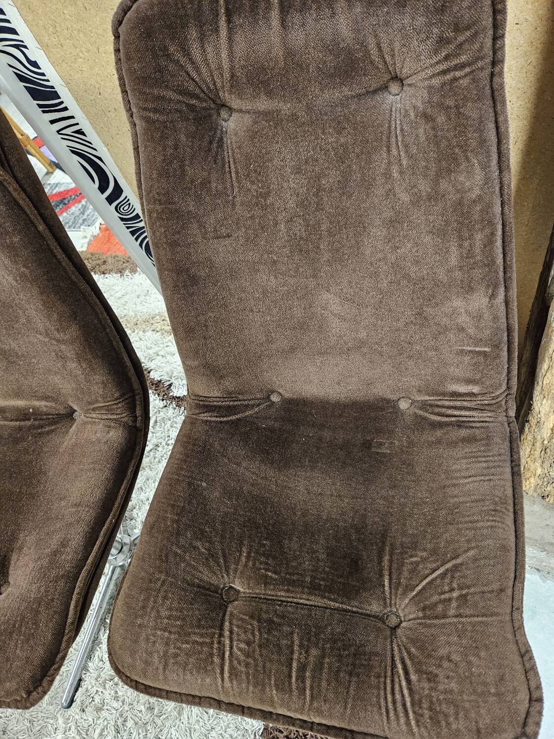 Pair of vintage velvet armchair chair 1970"