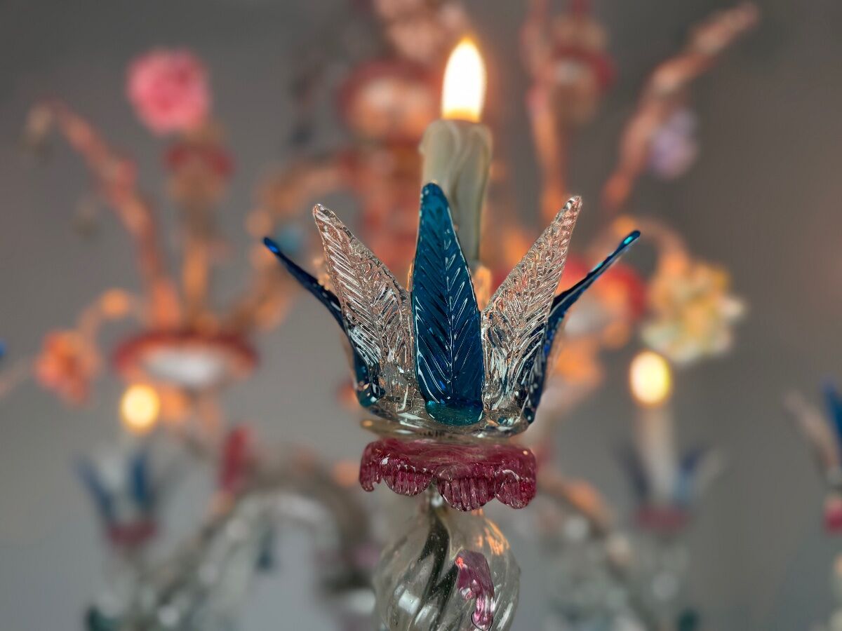 Venetian Rezzonico chandelier made of Murano glass circa 1900