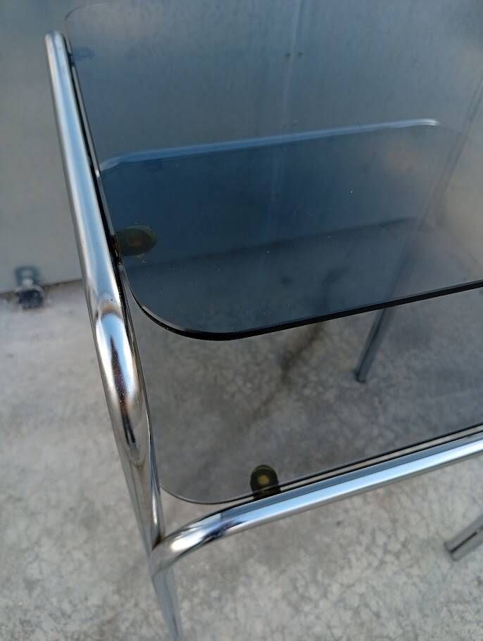 Vintage chrome and glass side table