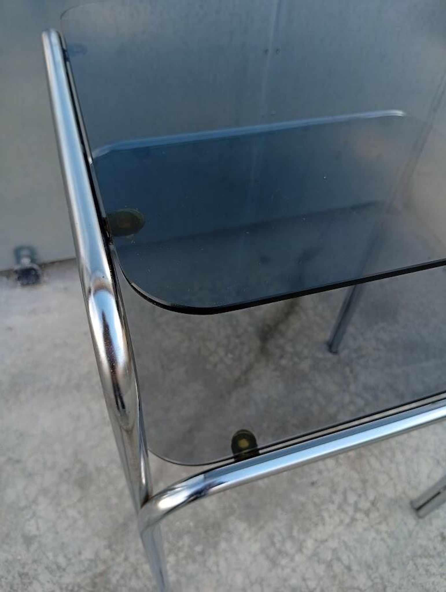 Vintage chrome and glass side table