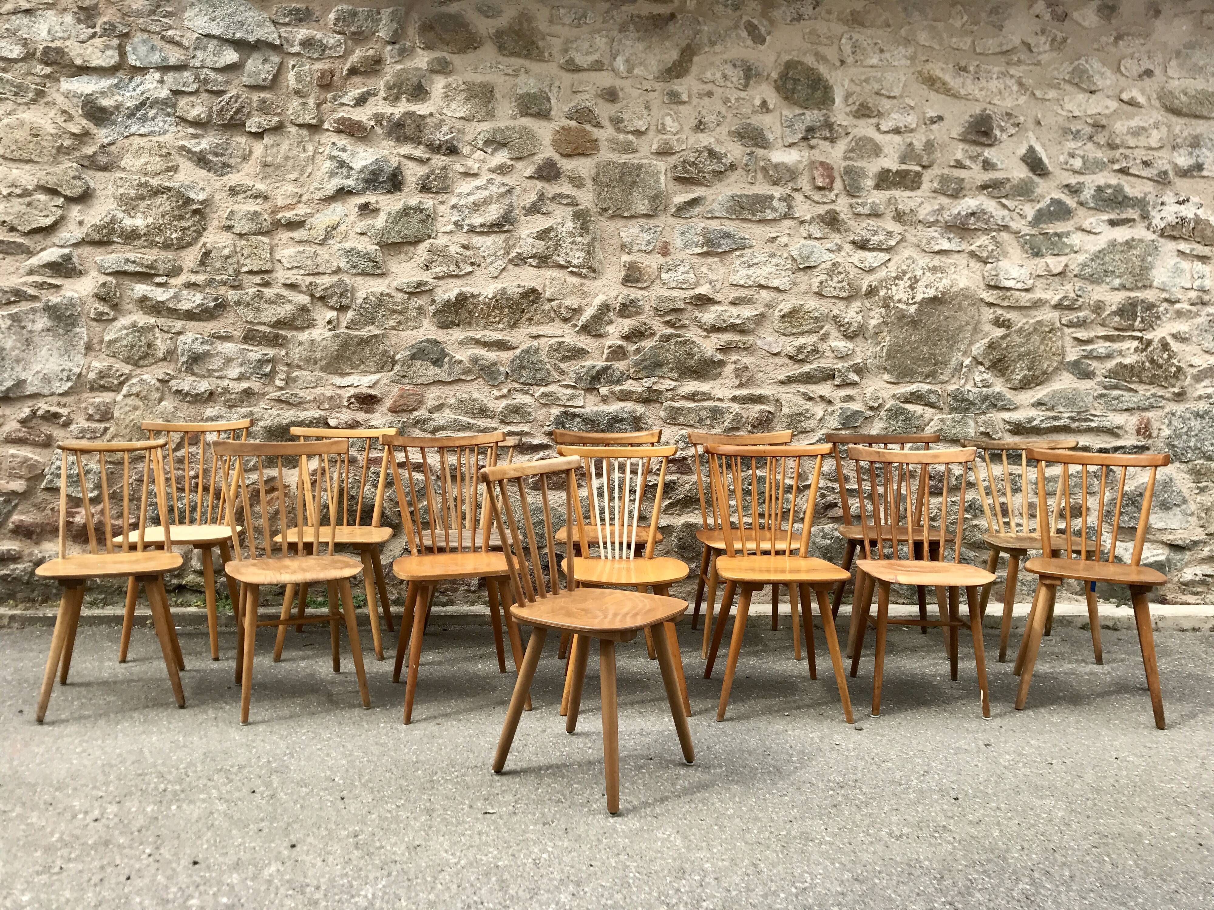 Series of 15 scandinavian bistro chairs