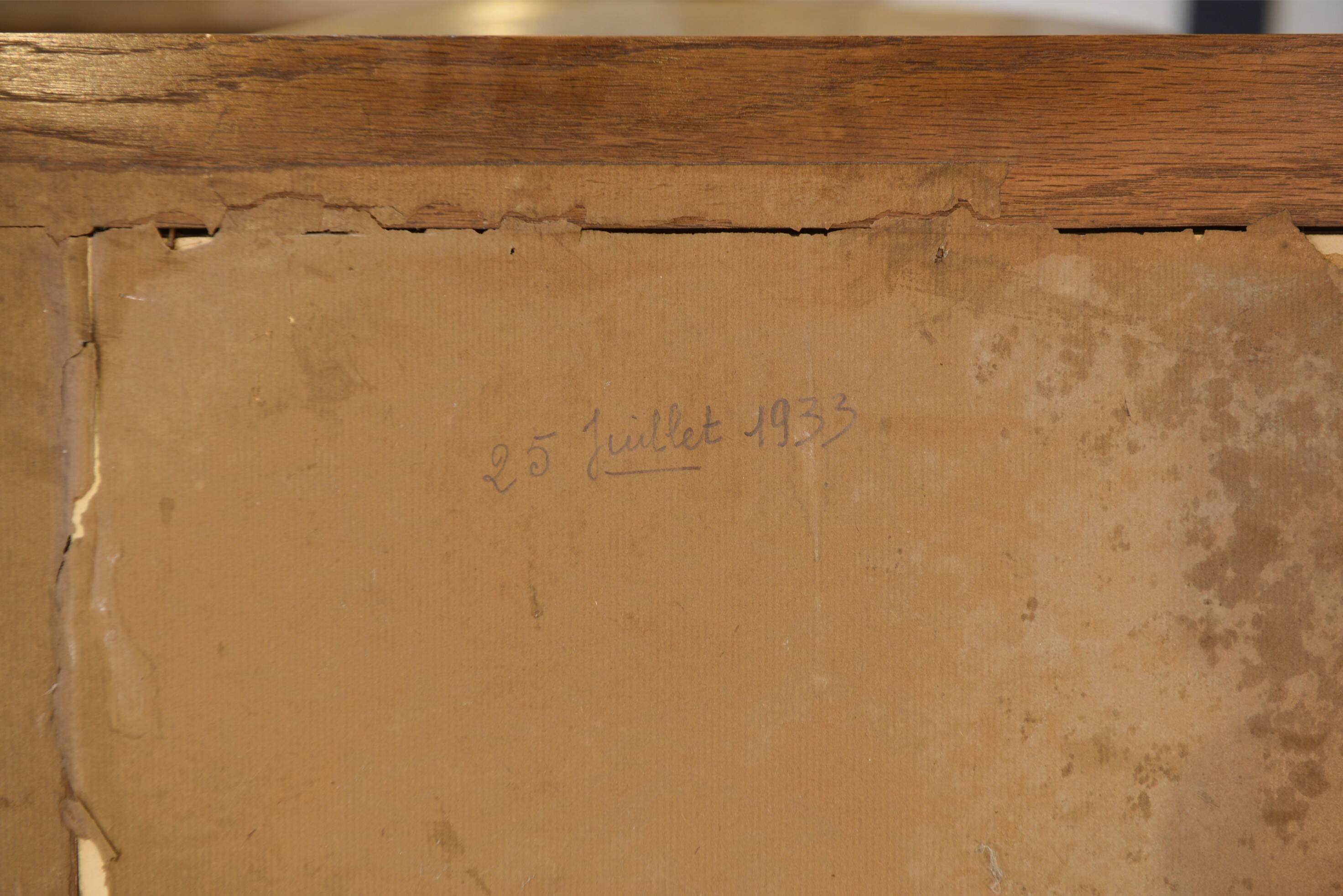 Solid oak coat rack and 2 brass hooks, Art Deco 1930s