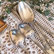 6 silver-plated metal soup spoons, 12g, art nouveau