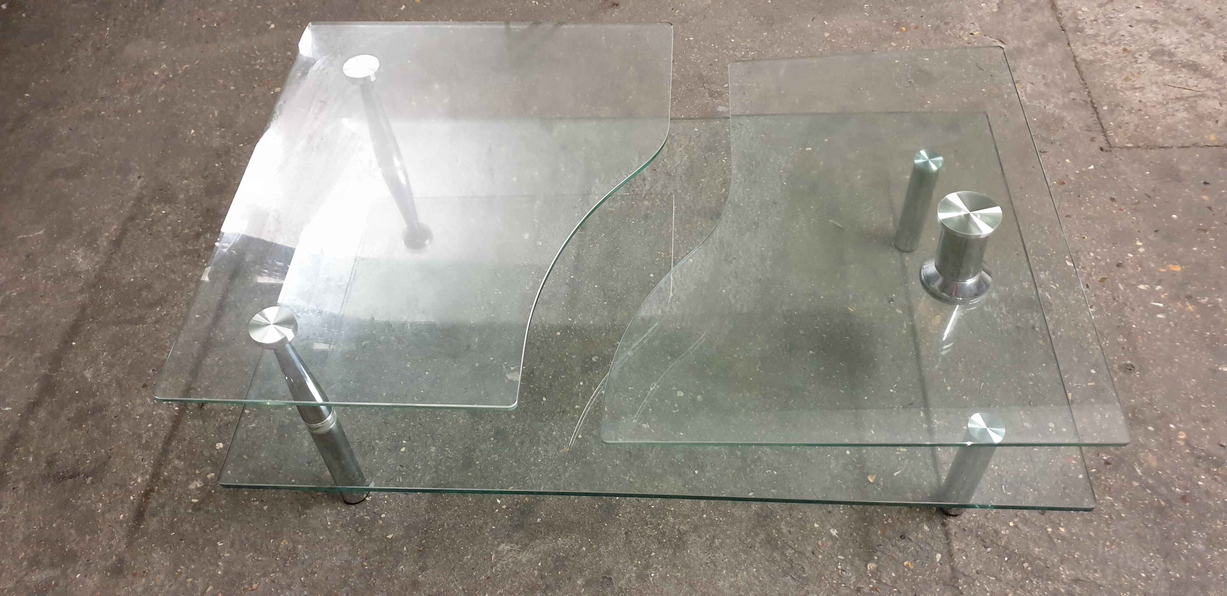 Glass and chrome coffee table