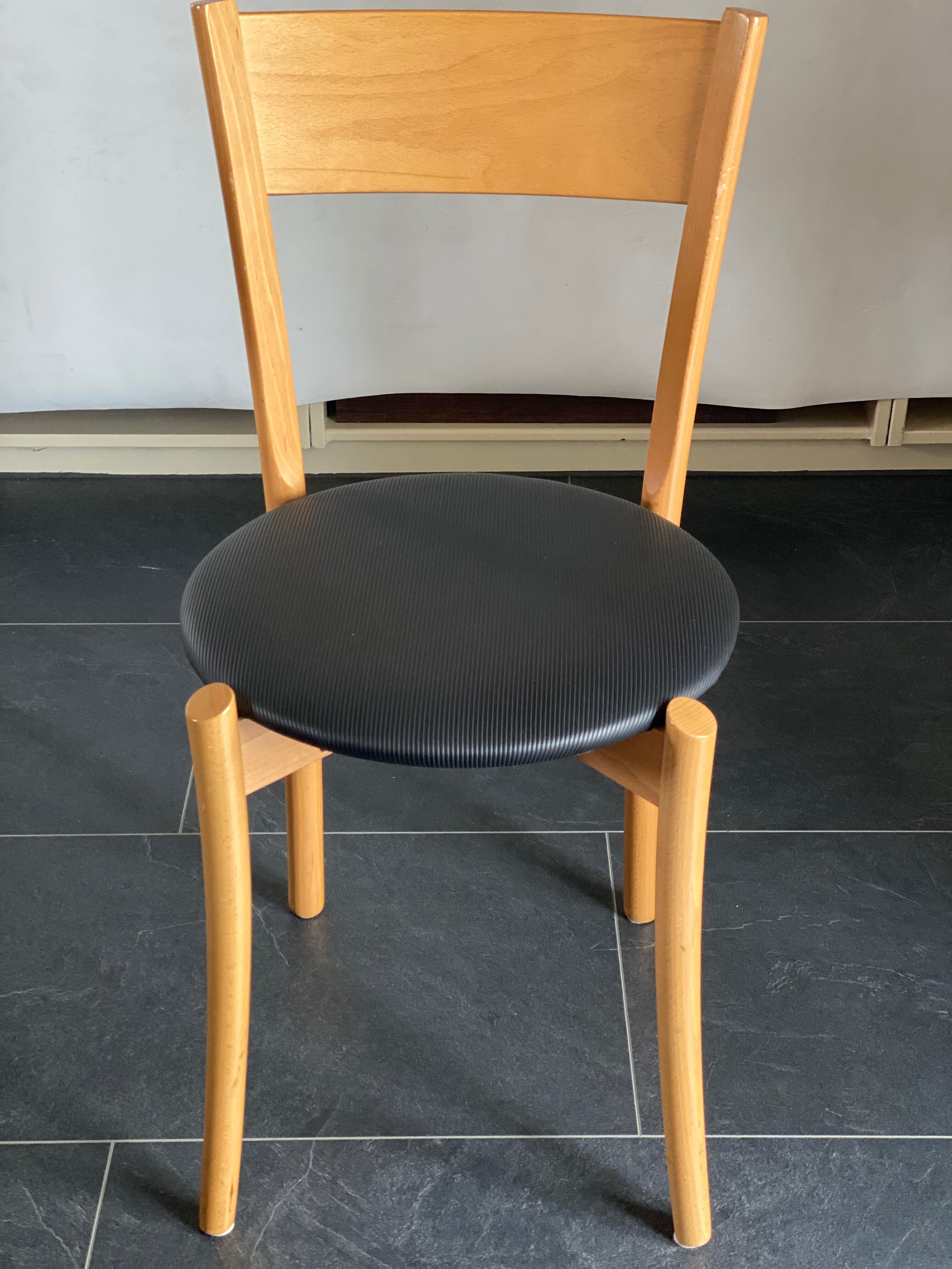 Set of 4 vintage pine dining chairs