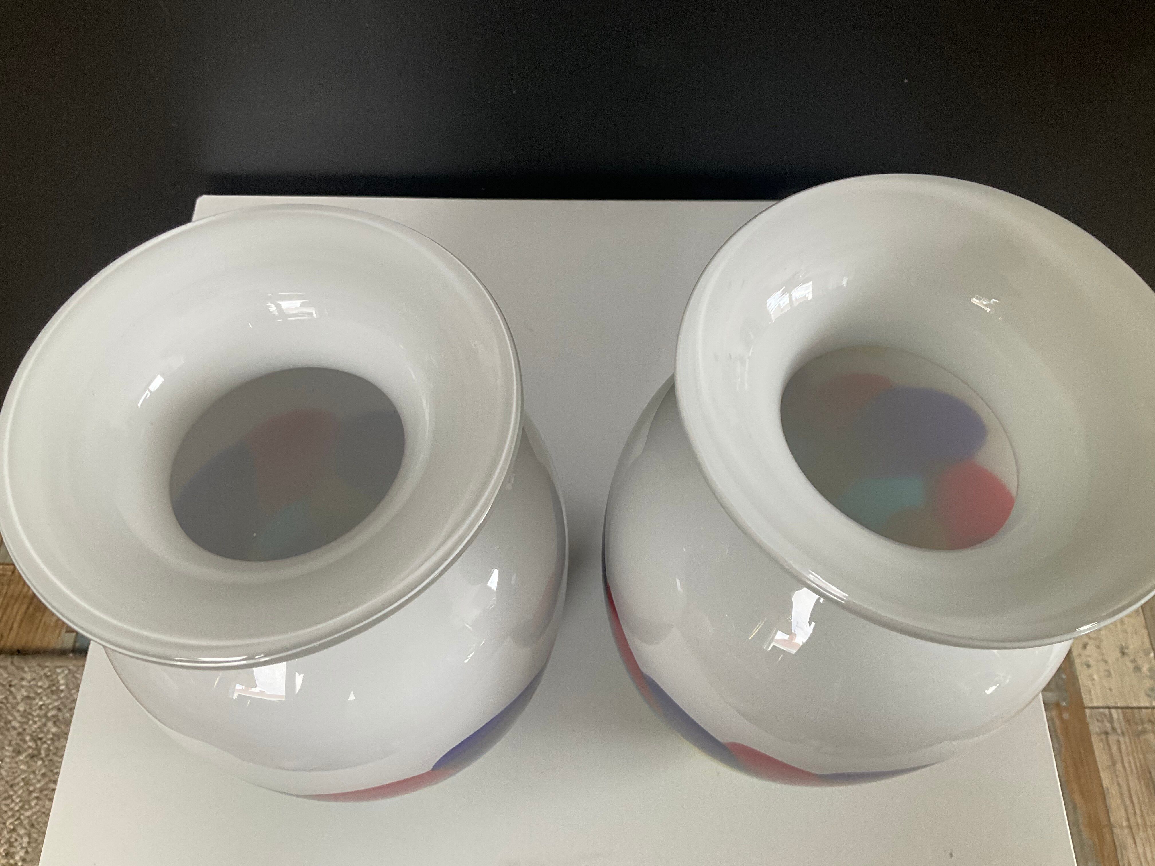 Duo de vases vintage en pâte de verre Murano