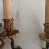 Brass candlestick wall lamps