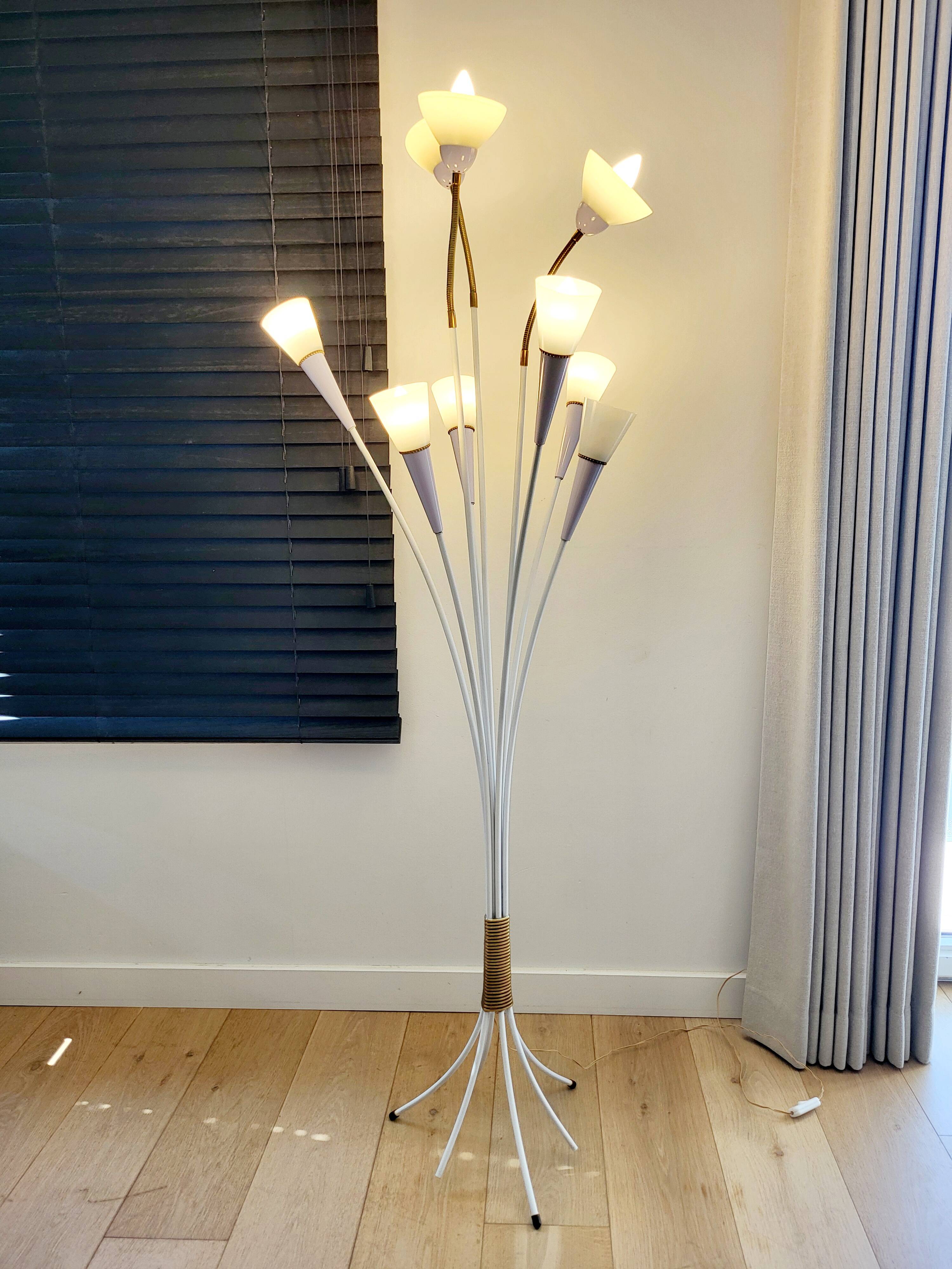 Vintage Spriet vloerlamp met 9 Lichtpunten 1950-1960