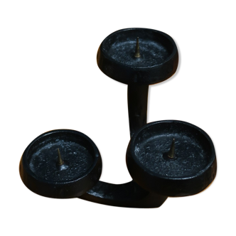 Black chandelier of the 70s brutalist style in very good general condition