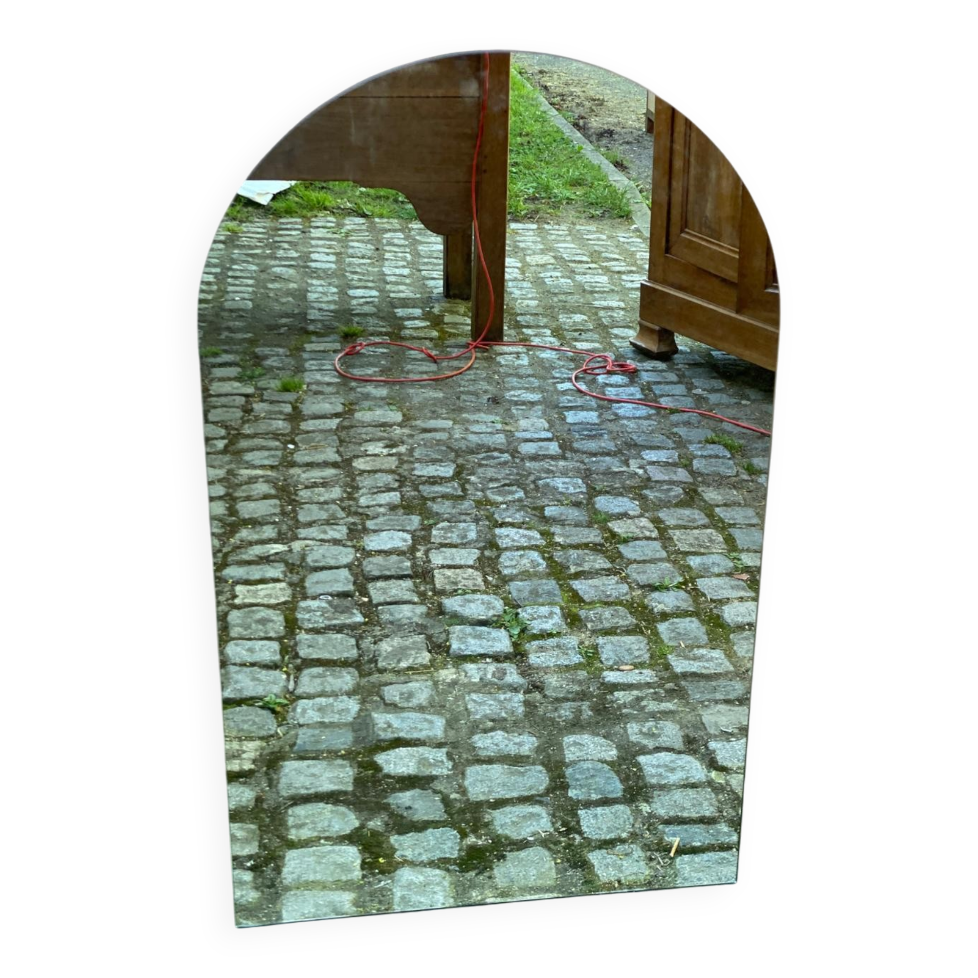 Frameless concave half-moon wall mirror for bathroom 62x106cm