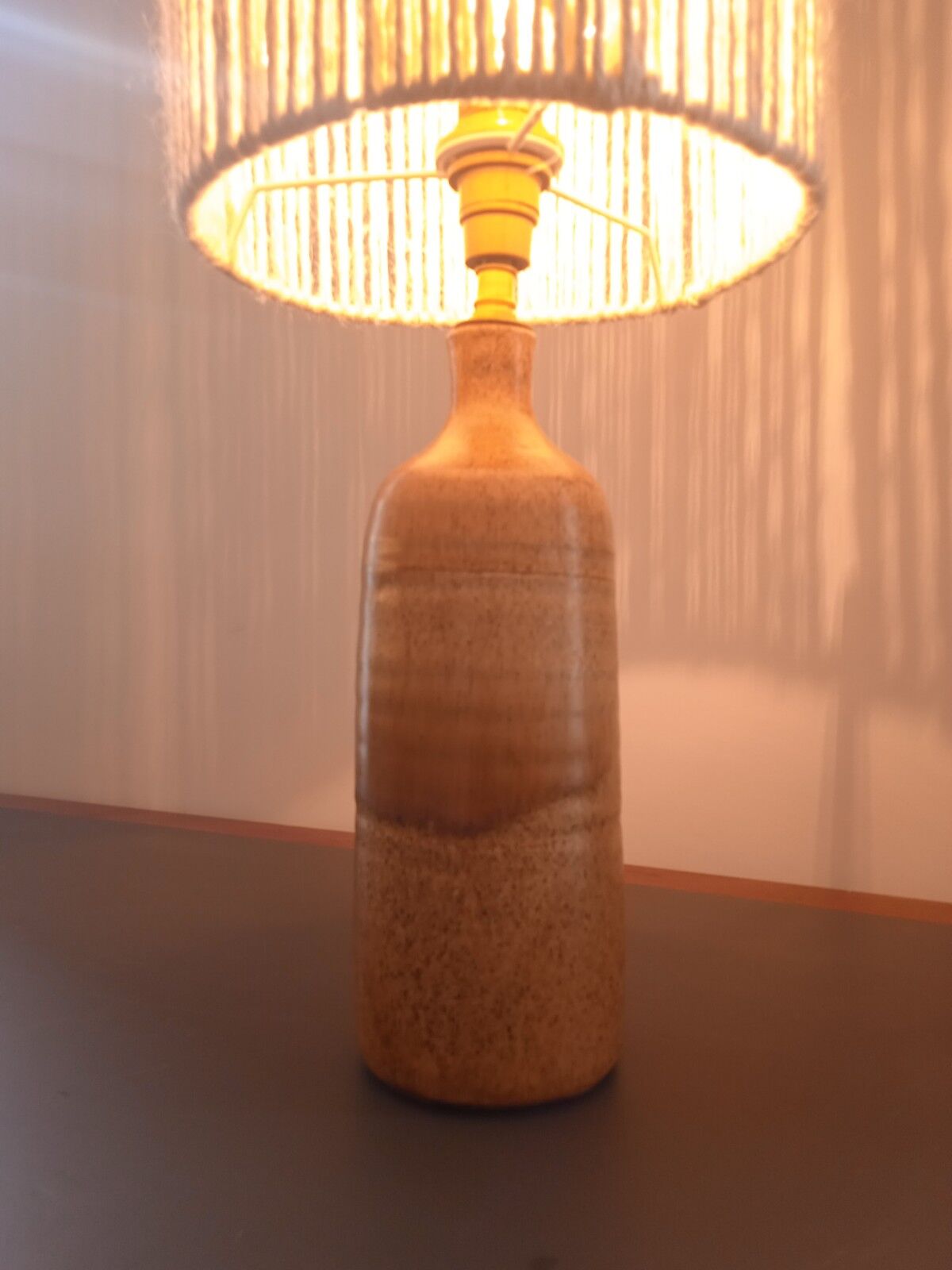 Ceramic lamp and rope lampshade