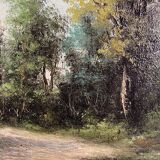 Alain Bonnaud (20th century), small oil on canvas. “Woman on a forest path”