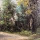 Alain Bonnaud (20th century), small oil on canvas. “Woman on a forest path”