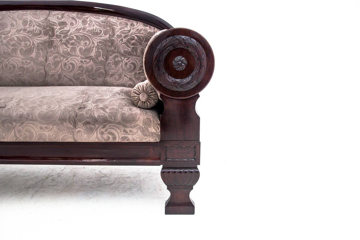 Antique sofa in Biedermeier style, Northern Europe, circa 1840.