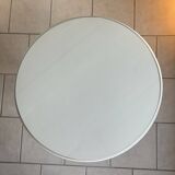 White wooden side table with glass top