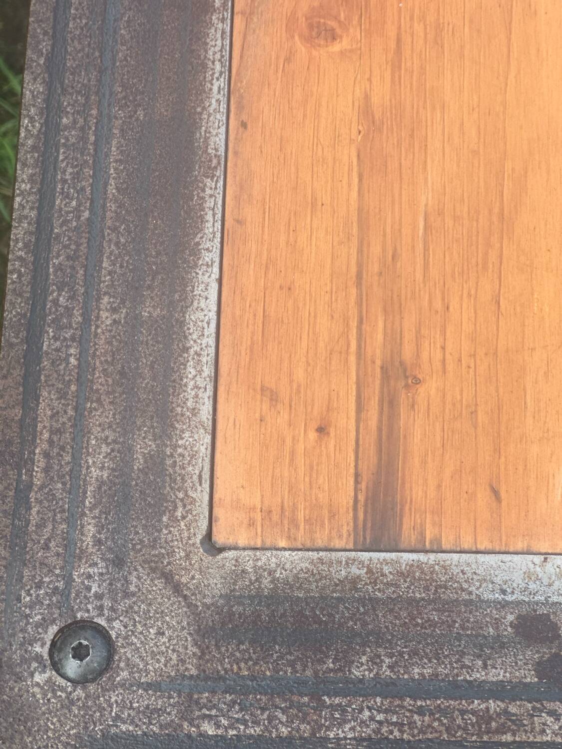 Large industrial table in wood and metal