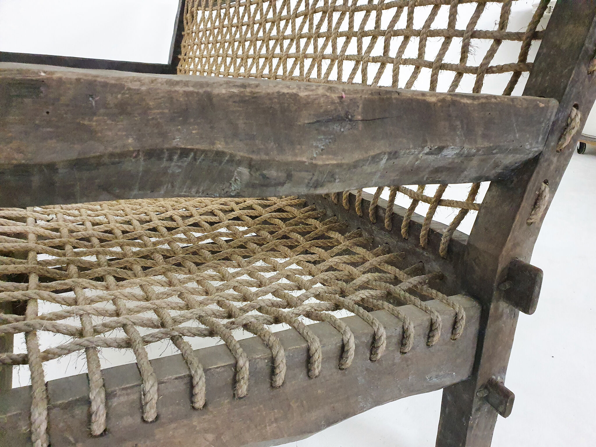 Solid oak and rope sofa, Netherlands 1960's