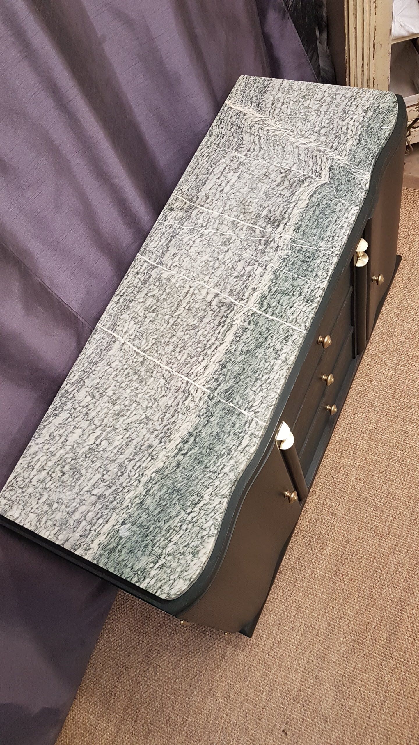 Old art deco chest of drawers restyled wagon green.