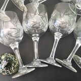 Set of 12 cut crystal wine glasses