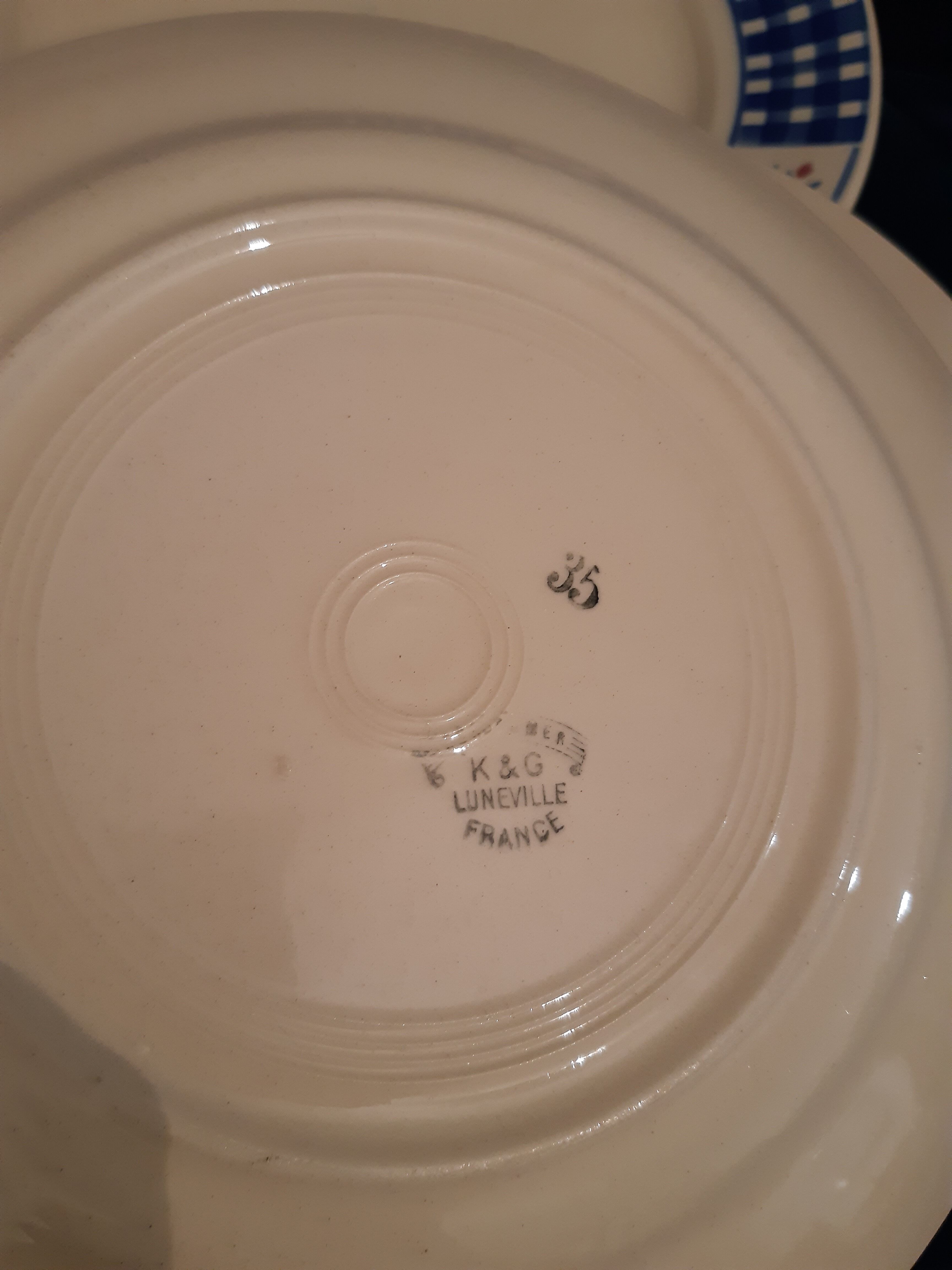 Set of 6 plates K&G LUNÉVILLE white and blue gingham