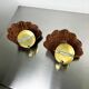 Pair of shell-shaped wicker wall sconces – rattan & brass, circa Italy 1970