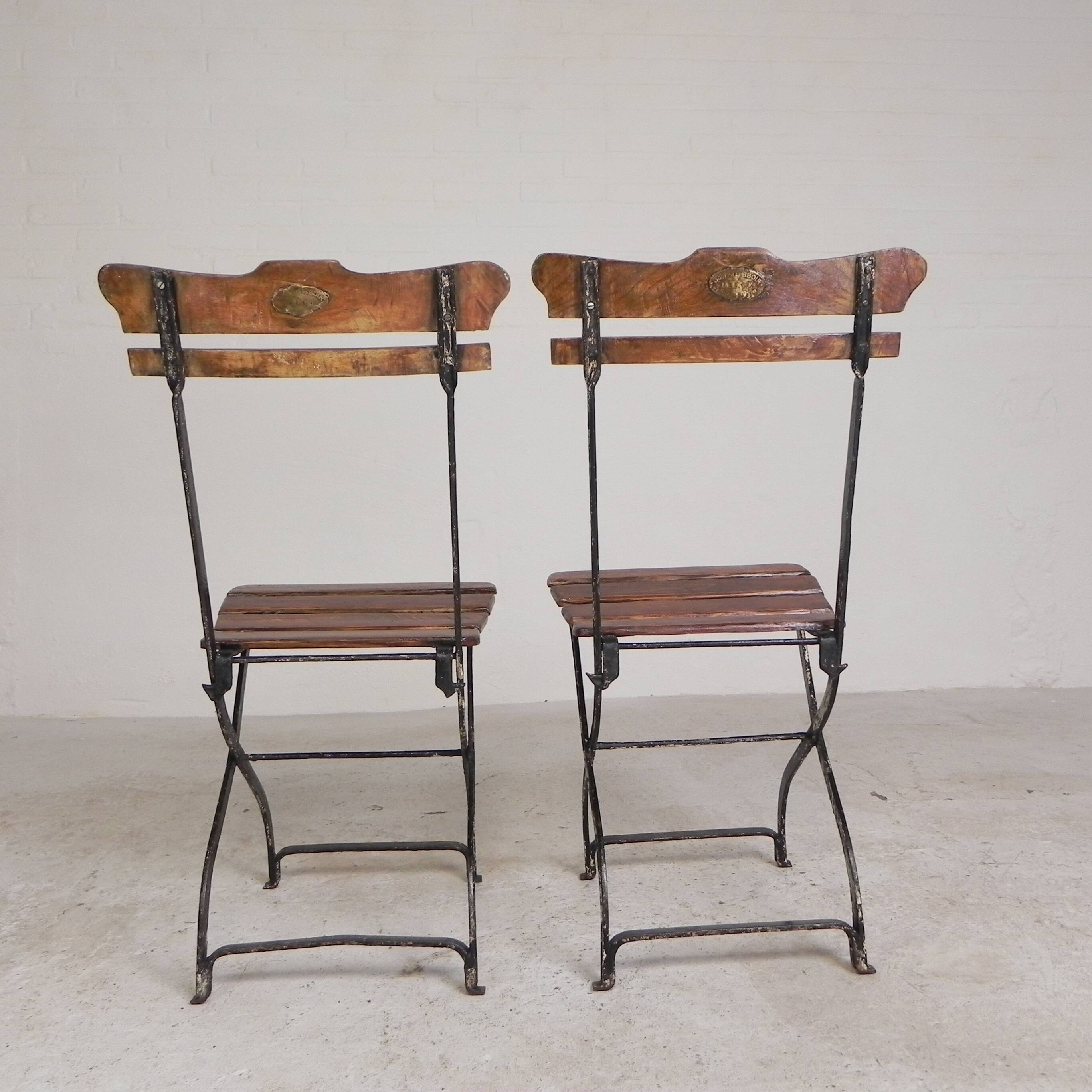 Set of 2 folding chairs, garden chairs, 1930s